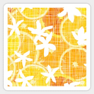 Oranges and flowers on a linen structure Sticker